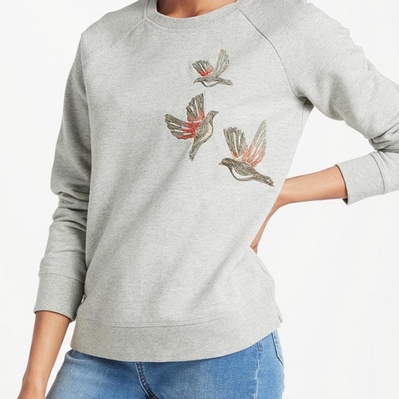 embroidered bird sweatshirt
